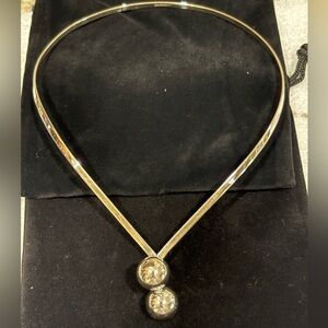 Elegant Sterling Silver Necklace with Dual Sphere Pendant